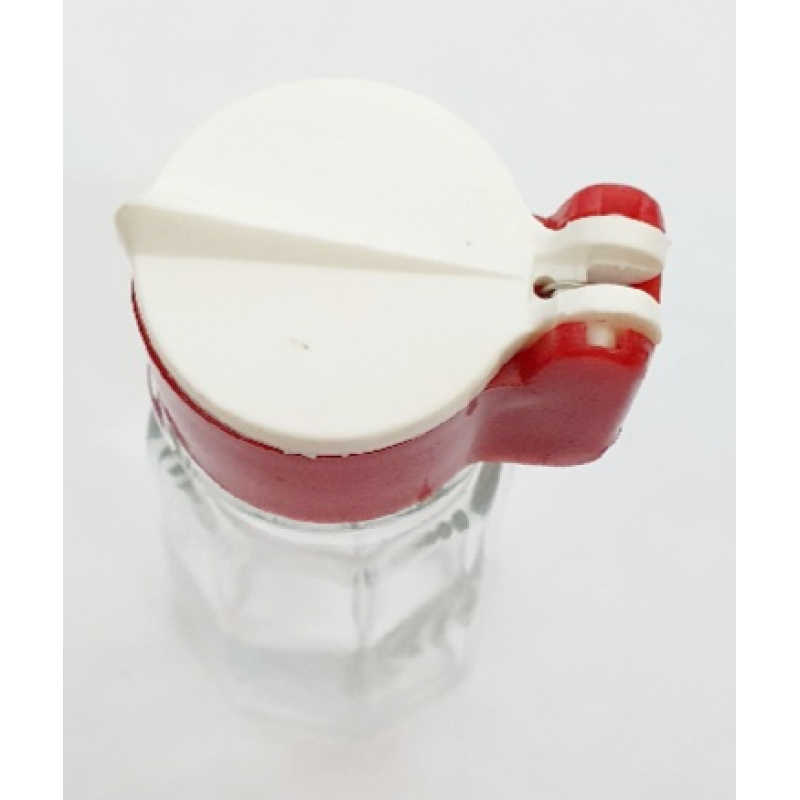 Vintage glazen zoutstrooier met kunststof dop